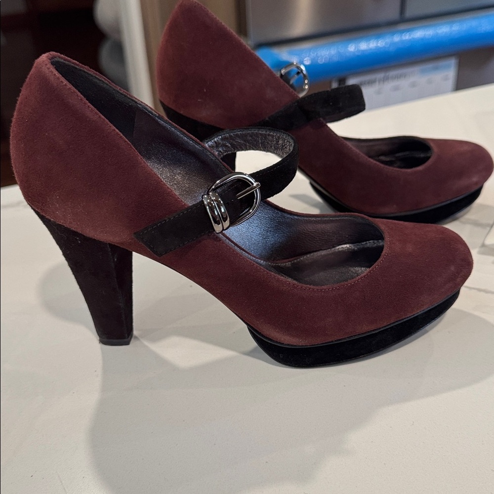 VIA SPIGA SUEDE PLATFORM HEELS